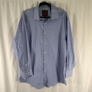 Tattersall Dress Shirt Men's XL 17 32/33 Blue Plaid Button Up Collared Long Slv